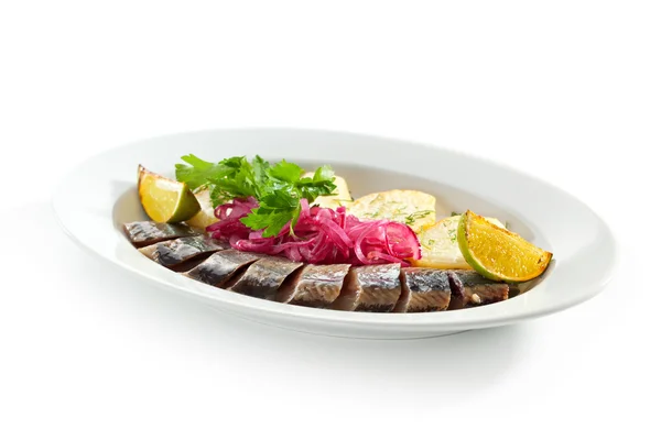 Soğuk balık yemekleri - balık patates ile — Stok fotoğraf