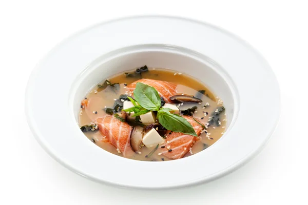 Salmon Miso Soup — Stock Image Salmon Miso Soup Stock Photo