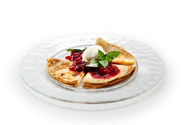 Dessert - pannenkoeken met ijs — Stockfoto