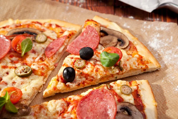 Pizza Salami — Stock Photo, Image