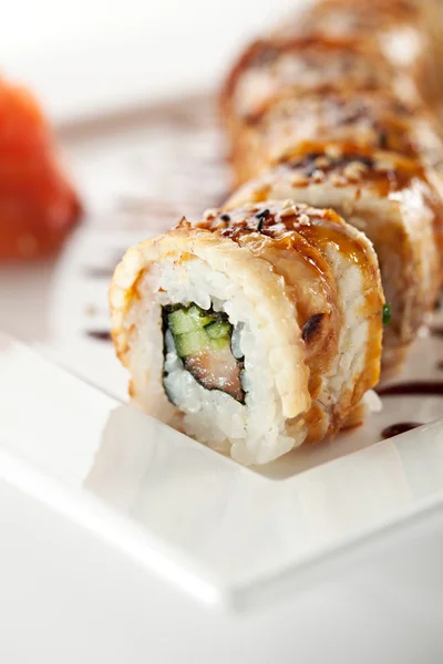 Salmon and Smoked Eel Maki Sushi — Stock Photo, Image