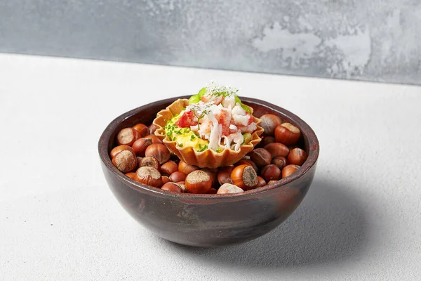 Aperitivo Con Carne Cangrejo Judías Edamame Salsa Cremosa Buena Comida Imágenes De Stock Sin Royalties Gratis