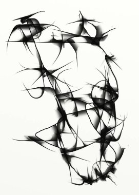 Beyaz kağıda izole edilmiş soyut siyah çizim