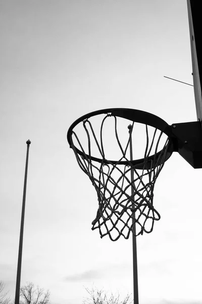 Silhouette Basket Hoop Black White — Stock Photo, Image