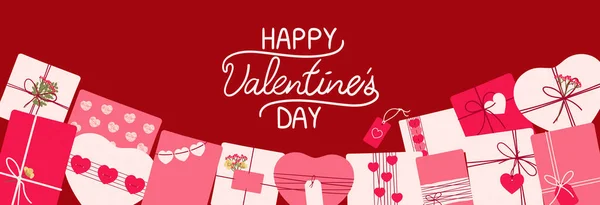 Valentinstag Verkauf Hintergrund Mit Umweltfreundlichen Verpackungsgeschenken Für Happy Valentine Day — Stockvektor