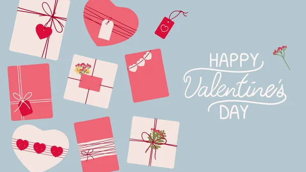 Fondo Venta Del Día San Valentín Con Los Regalos Ecológicos — Vector de stock