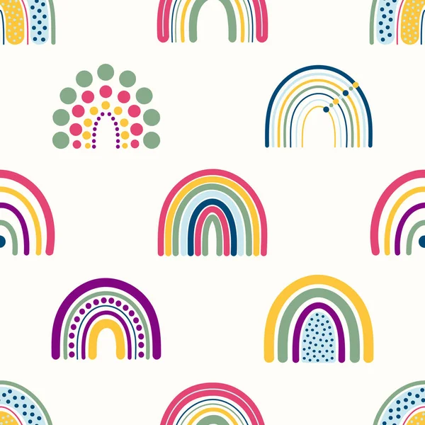 Seamless Pattern Colorful Rainbows Nursery Art Design Decoration Childish Printing — ストックベクタ