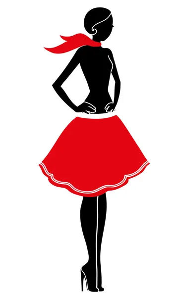 Model girl skirt silhouet — Stock Vector
