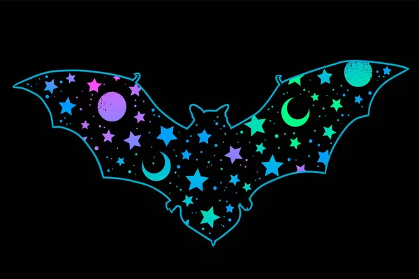 Silhueta Morcego Com Padrão Espaço Brilhante —  Vetores de Stock