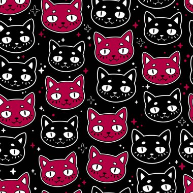 Sevimli komik kedilerin kusursuz desenleri