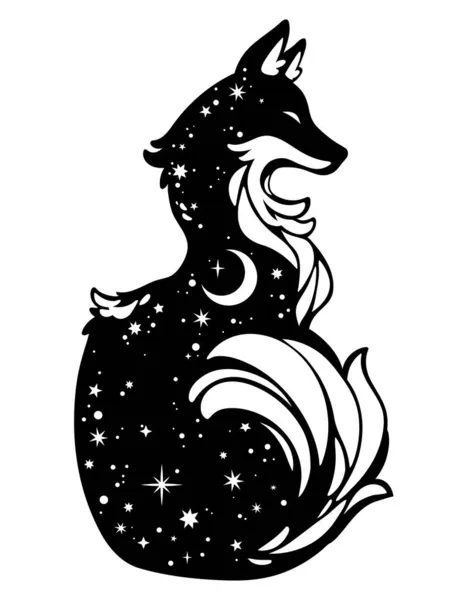 Silueta Animal Negro Con Patrón Espacio — Archivo Imágenes Vectoriales