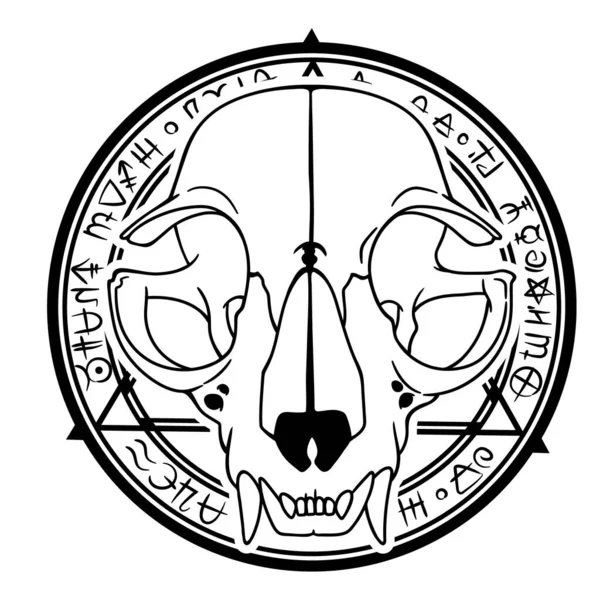 Tierschädel Auf Alchemistischem Siegel Mit Magischen Symbolen — Stockvektor