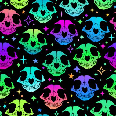 Şirin bir çizgi film cadısı kedi kafatası.