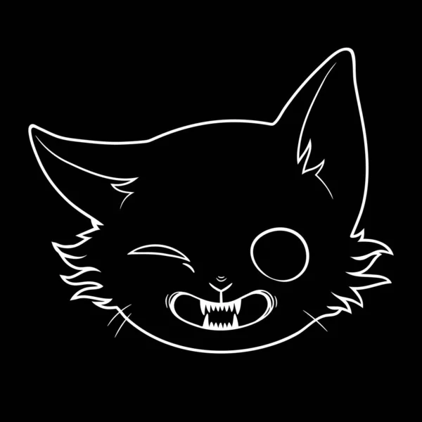 Симпатичное Ухмыляющееся Лицо Черной Кошки — стоковый вектор