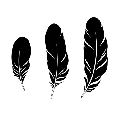 Üç adet siyah tüy silueti.