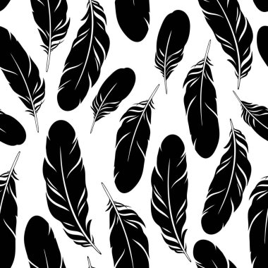 Siyah tüylü siluetleri olan kusursuz bir desen.