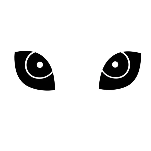 Negro Monstruo Ojos Blanco Fondo — Vector de stock