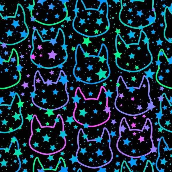 Αδιάλειπτη Μοτίβο Φωτεινών Σιλουετών Γάτας — Διανυσματικό Αρχείο