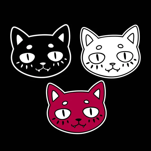 三种不同颜色的猫头 — 图库矢量图片