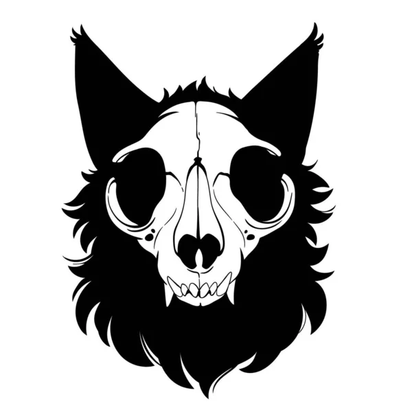 Cráneo Gato Con Pelo Negro — Archivo Imágenes Vectoriales