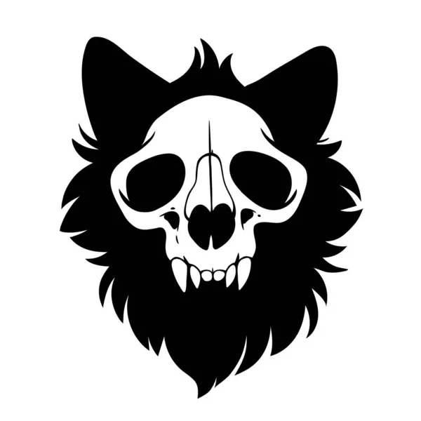 Cráneo Gato Con Pelo Negro — Archivo Imágenes Vectoriales