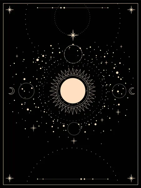 Composición Esotérica Mística Del Sol Luna Las Estrellas — Vector de stock