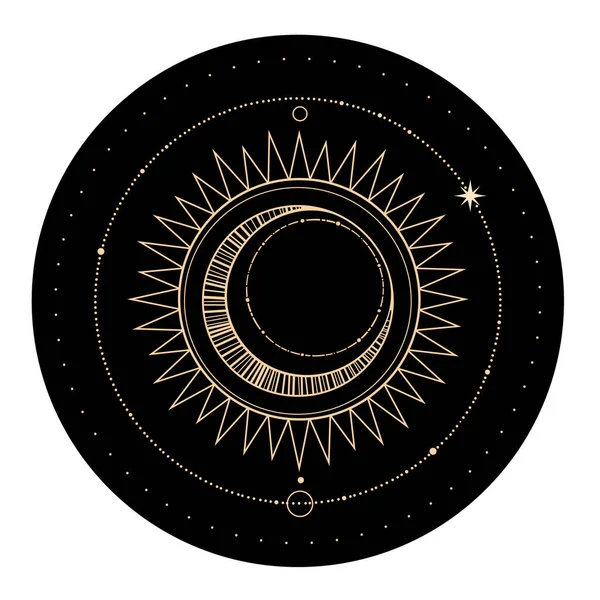 Composition Ésotérique Ronde Soleil Des Étoiles — Image vectorielle