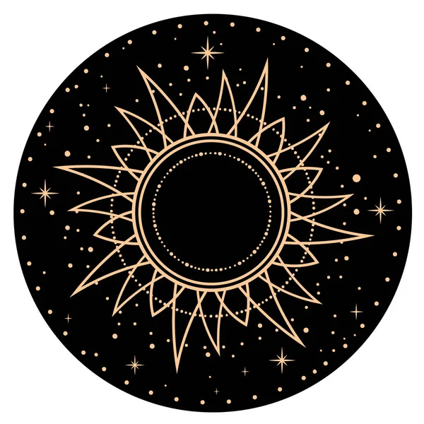 Composition Ésotérique Ronde Soleil Des Étoiles — Image vectorielle