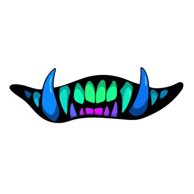 monster smile with sharp multicolored teeth clipart