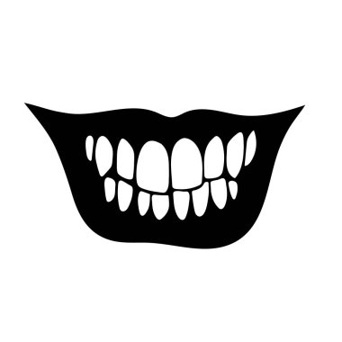 Geniş korkutucu insan gülüşü ve dişleri