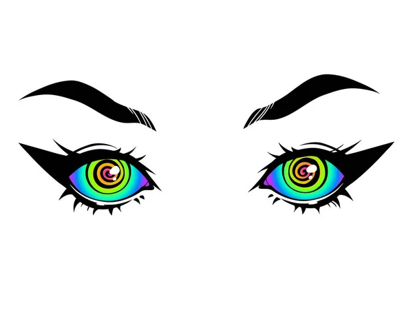 Crazy Bright Multicolored Female Eyes — Stock Vector