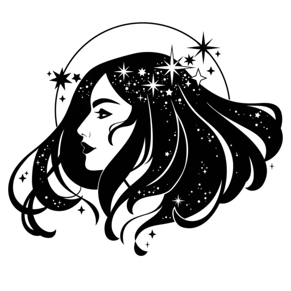 一个有太空头发的仙女的肖像 — 图库矢量图片
