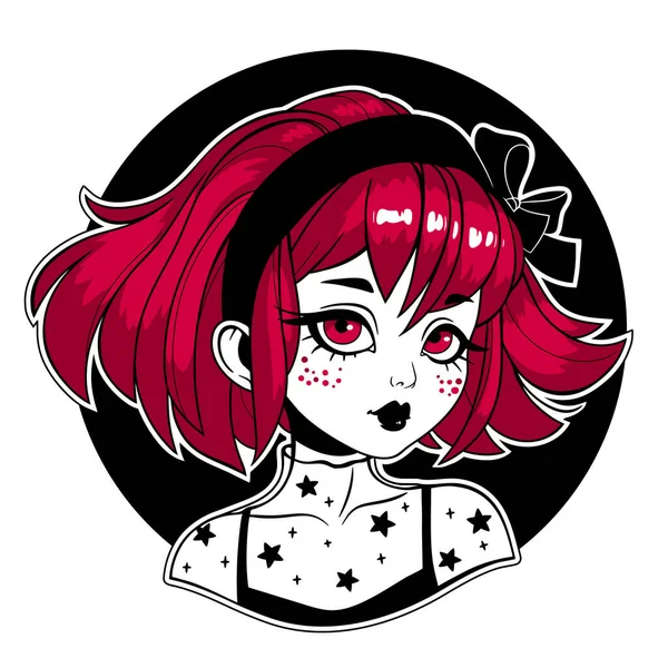 Cute Beautiful Cartoon Girl Red Hair — Stock Vector
