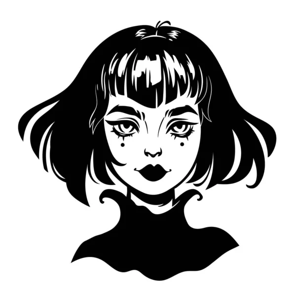 Kısa Saçlı Güler Yüzlü Gotik Kız — Stok Vektör