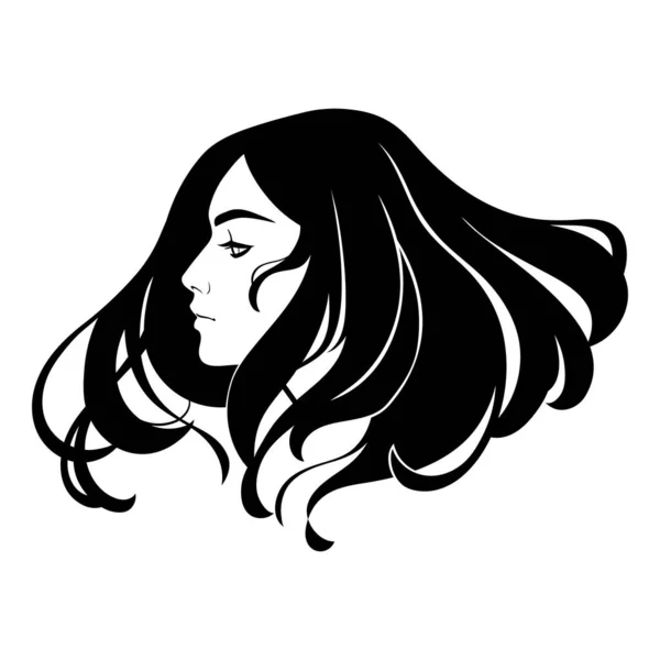 Potret Seorang Gadis Cantik Dengan Rambut Panjang - Stok Vektor