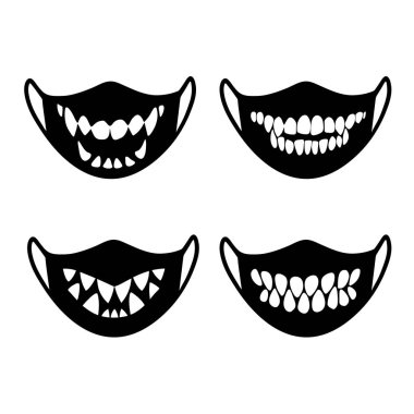 Dişleri ve dişleri olan siyah maskeler.