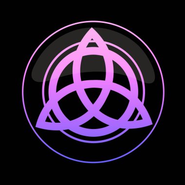 parlak İskandinav sembolü siyah bir arkaplanda yuvarlak bir çerçeve içinde