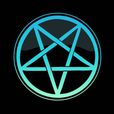 Siyah arkaplanda gizemli parlak neon pentagram