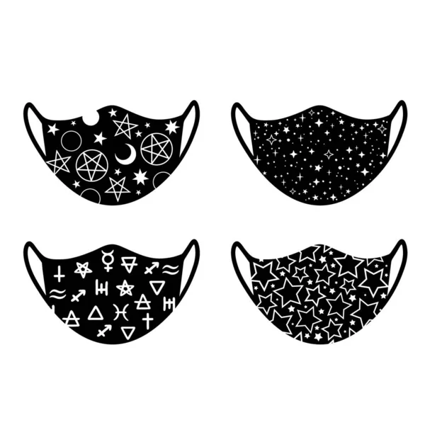 Conjunto Varias Opciones Diseño Para Máscaras — Vector de stock