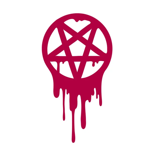 Mystical Bloody Pentagram Drips — Stock Vector