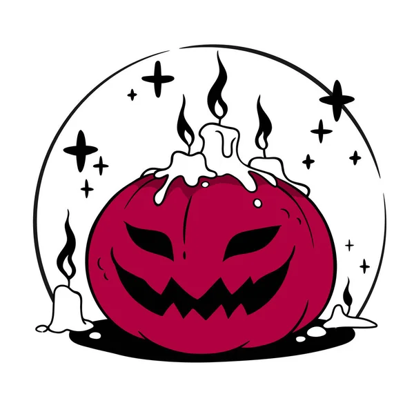 Halloween Composition Smiling Creepy Pumpkin Candles — Stock Vector