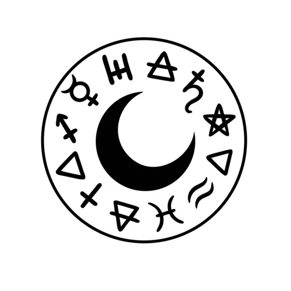 Круглая Рамка Алхимическими Магическими Знаками — стоковый вектор