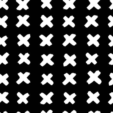 Siyah arkaplanda beyaz haçların kusursuz çizimi