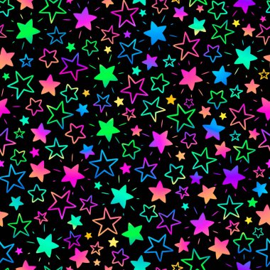 Parlak neon yıldızlı kusursuz arkaplan