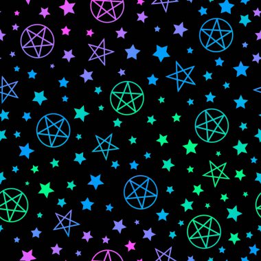 Yıldızlı mistik parlak neon deseni