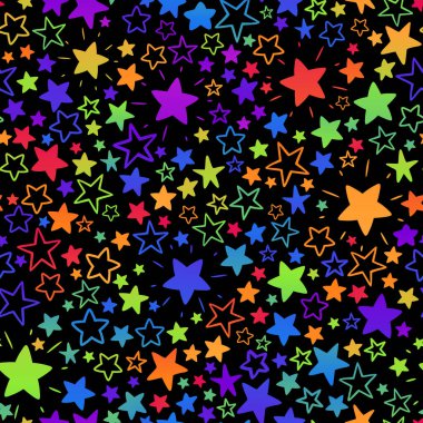 Kusursuz festivalsel çok renkli yıldız arkaplanı