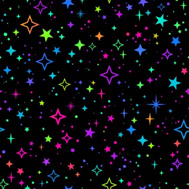 Parlak neon yıldızlı kusursuz arkaplan