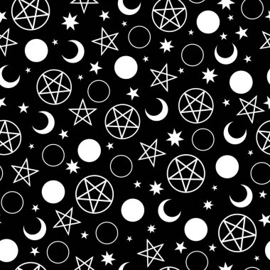 Siyah arkaplanda kusursuz cadı işareti deseni