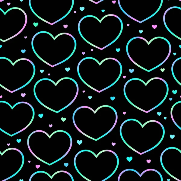 Seamless Pattern Iridescent Gradient Hearts – Stock-vektor