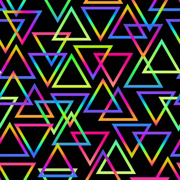 色鮮やかな三角形のネオンレトロなパターンが — ストックベクタ